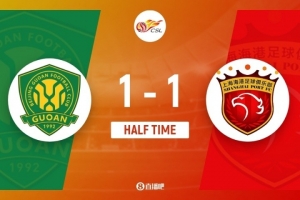 半场-国安1-1海港 莱昂纳多建功王燊超黄点套餐法比奥点射